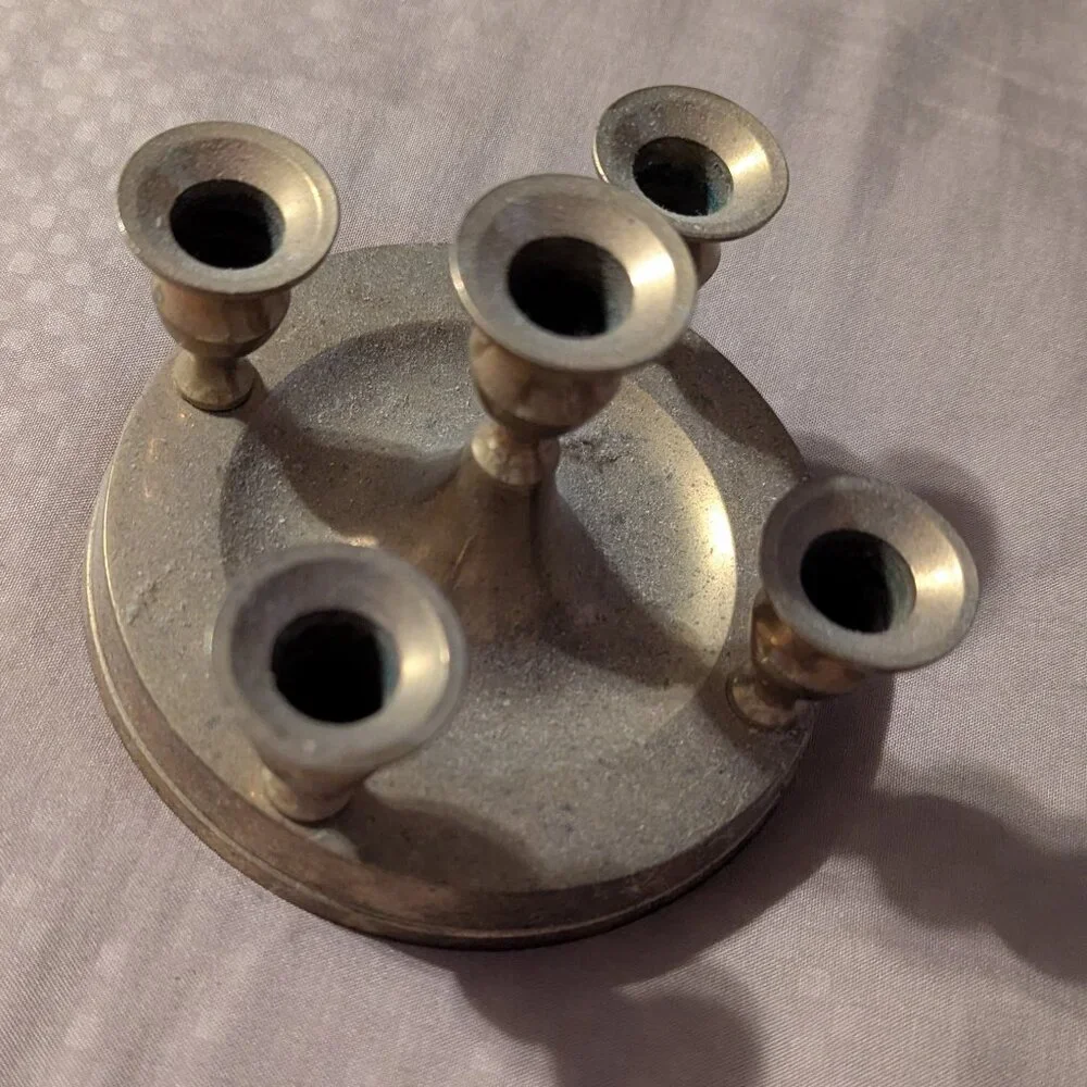 Silver Metal 5-Arm Candle Holder